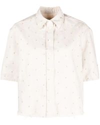 Lanvin - Embroidered Boxy Denim Shirt - Lyst