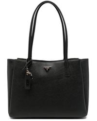 Guess - Saffiano-Effect Logo-Plaque Tote Bag - Lyst