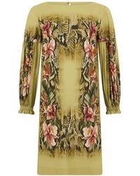 Alberta Ferretti - Floral-Print Animal-Print Mini Dress - Lyst