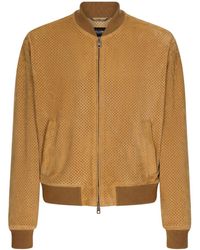 Dolce & Gabbana - Perforated Suede Bomber Jacket - Lyst