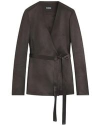 BOSS - Belted Wrap-Style Jacket - Lyst