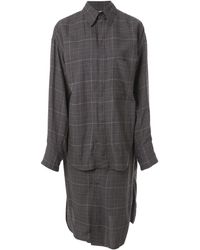 Y's Yohji Yamamoto Geruite Blousejurk - Grijs