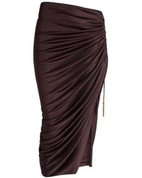 Balmain - Flowing Jersey Midi Skirt With Slit - Lyst