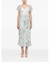 Nissa - Printed Silk Midi Dress - Lyst