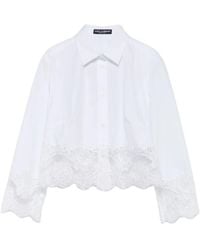 Dolce & Gabbana - Lace-Trim Cropped Shirt - Lyst