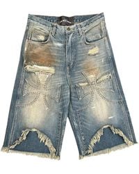 SEKRIT - Chopper Studded Denim Shorts - Lyst