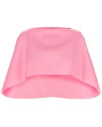Alberta Ferretti - Cropped Boat-Neck Cape - Lyst
