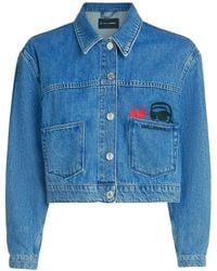 KARL LAGERFELD - Ikon Cropped Denim Jacket - Lyst