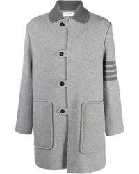 Thom Browne - Stripe-Trim Detail Single-Breasted Coat - Lyst