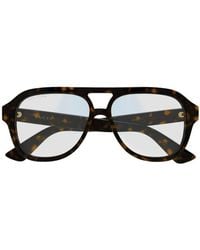 Gucci - Tortoiseshell-Effect Pilot-Frame Glasses - Lyst