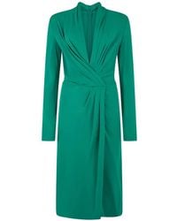 Alberta Ferretti - Gathered Long-Sleeve Midi Dress - Lyst