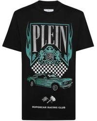 Philipp Plein - Flame Racing T-Shirt Met Stras - Lyst