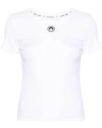 Marine Serre - Geripptes T-Shirt mit Logo-Stickerei - Lyst