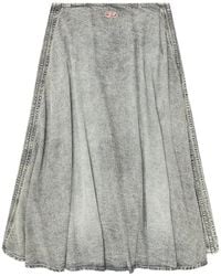 DIESEL - Falda vaquera midi con parche del logo - Lyst