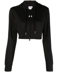 Courreges - Logo-Patch Cropped Zipped Hoodie - Lyst