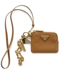 Prada - Triangle-Logo Leather Card Holder - Lyst