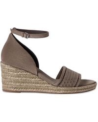 Brunello Cucinelli - Suede Espadrille Wedges With Broderie Anglaise - Lyst
