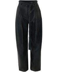 Carolina Herrera - Kaia Leather Pants With Braided Belt - Lyst