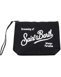 MC2 Saint Barth - Aline Logo-Print Denim Clutch Bag - Lyst