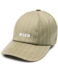 MSGM - Logo-embroidered Pinstriped Cap - Lyst