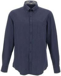 Paul & Shark - Chemise À Empiècements À Carreaux Et Poche Poitrine - Lyst