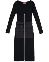 DIESEL - Ribbed Zip-Front Pocketed Day Dress - Lyst
