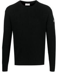 Moncler - Wool Ribbed Logo-patch Jumper - Lyst