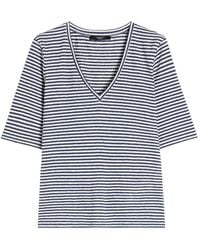 Weekend by Maxmara - Striped V-Neck Linent-Shirt - Lyst