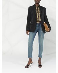 Gucci Cropped-Jeans im Distressed-Look - Blau