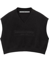 Alexander Wang - Logo-Embossed Cropped Knitted Top - Lyst