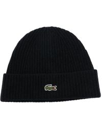 Lacoste - Gerippte Beanie Mit Logo-Patch - Lyst