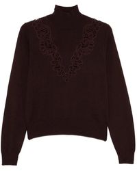 Zimmermann - Stehkragen-Pullover Mit Häkelbesatz - Lyst