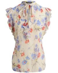 Ralph Lauren - Floral-Print Ruffled Blouse - Lyst