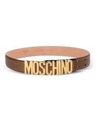 Moschino - Logo-Lettering Leather Belt - Lyst