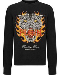 Philipp Plein - Round Neck Pullover Panther Flames Stones - Lyst