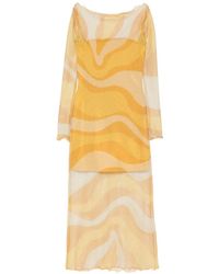Cala De La Cruz - Ursa Fishnet Long-Sleeve Midi Dress - Lyst