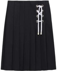 Prada - Gabardine Midi-Rok Met Plooien - Lyst