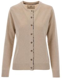 Barbour - Cardigan Mit Tartanbesatz Und Ellenbogen-Patches - Lyst