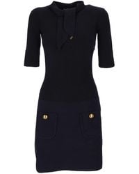 Elisabetta Franchi - Bow-Detail Buttoned Mini Dress - Lyst