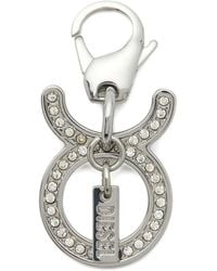 DIESEL - Metal Taurus Charm With Rhinestones - Lyst