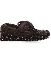 strategia shoes - Studded Shearling-Trim Loafers - Lyst