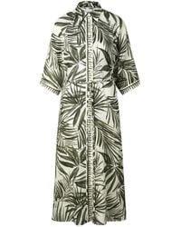Bogner - Catelyn Palm-Print Linen Midi Dress - Lyst