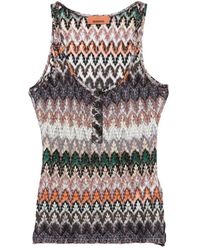 Missoni - Buttoned Patterned Tank Top - Lyst
