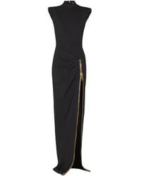 Balmain - Schulterpolster-Maxikleid Mit Reißverschluss - Lyst