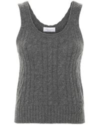 Blumarine - Logo-Embroidered Cable-Knit Top - Lyst