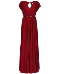 Max Mara - Belted-Waist Pleated Maxi Dress - Lyst