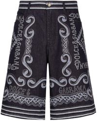 Dolce & Gabbana - Jeans-Bermudas mit Logo-Print - Lyst