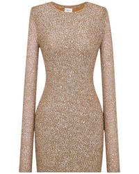 Saint Laurent - Sequined Knitted Mini Dress - Lyst