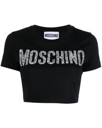 Moschino - Logo-embellished Cropped T-shirt - Lyst