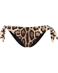 Dolce & Gabbana - Leopard Print Bikini With Side Tie Fastening - Lyst